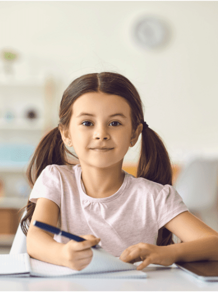 girl learning a new language in classroom