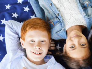 Happy kids in the USA