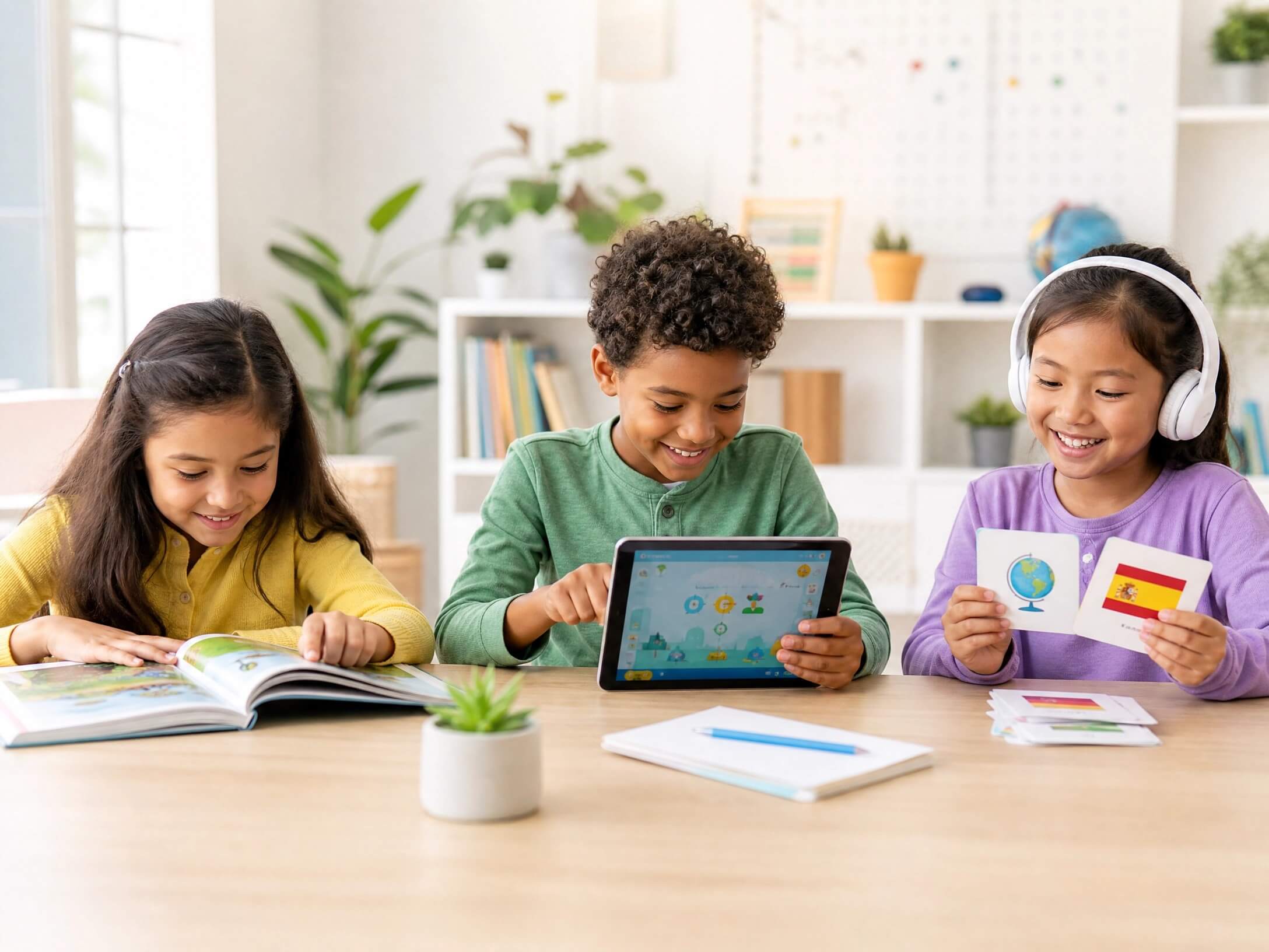 Three West Virginia students learning online through Hope Scholarship tutoring in reading, math, and world languages