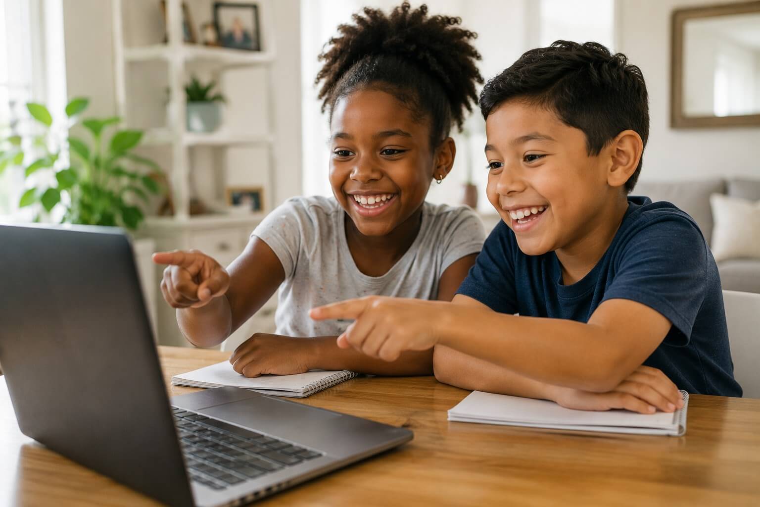 Diverse K-12 students learning with certified bilingual tutors in an online summer immersion program