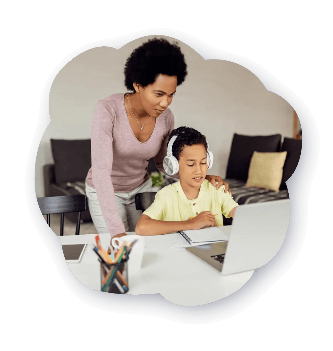 Parent and student enrolling for the Indiana Learns grant program online